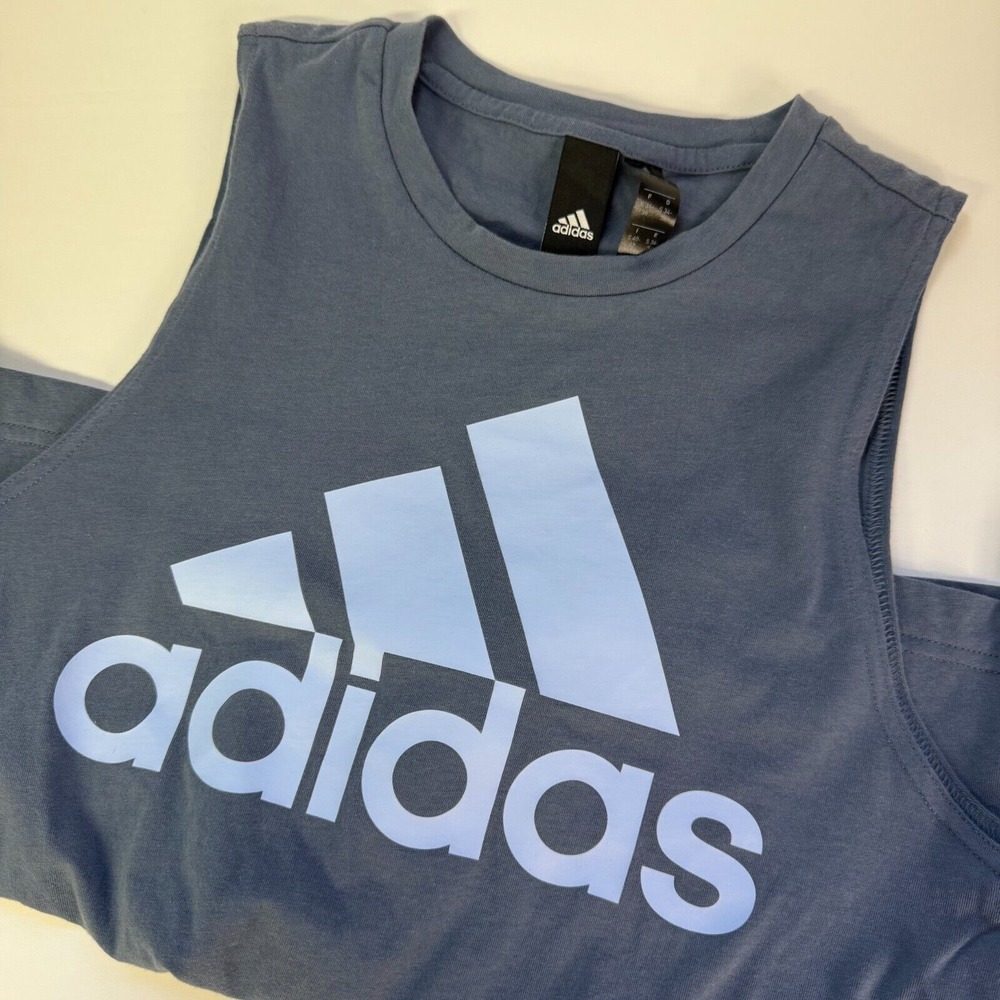 ADIDAS Tie Knot Front Crew Neck Women's Crop Tank Top - Size S - Blue